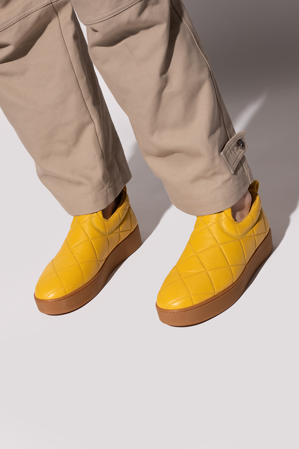 Yellow 'BV Quilt' sneakers Bottega Veneta - BOTTEGA VENETA
